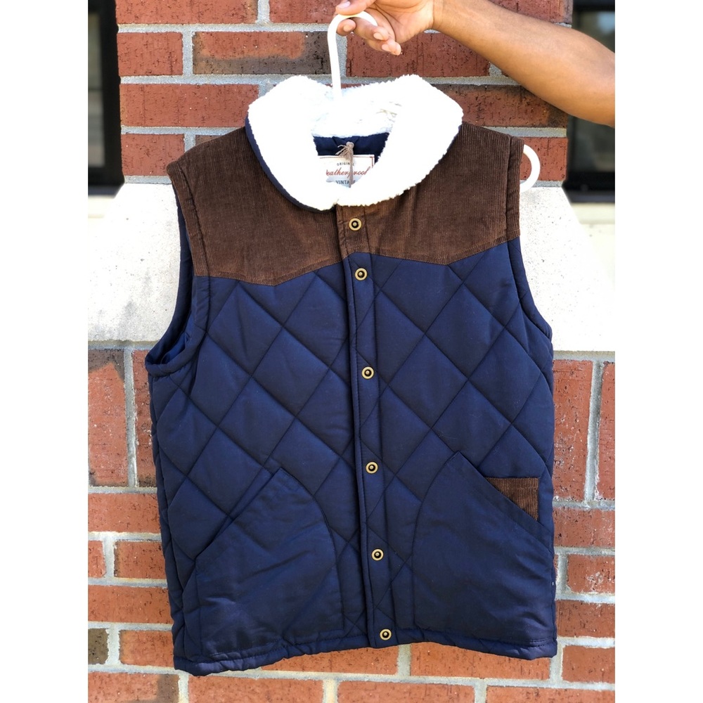 Vintage 1948 WeatherProof blue snap button up vest - Picture 1 of 3